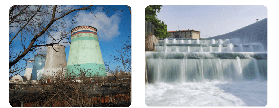 geração elétrica que não faz conservação ambiental: Hidroelétrica e usina térmica 