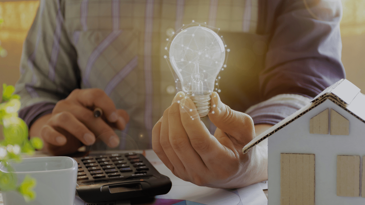 calculadora com lâmpada elétrica