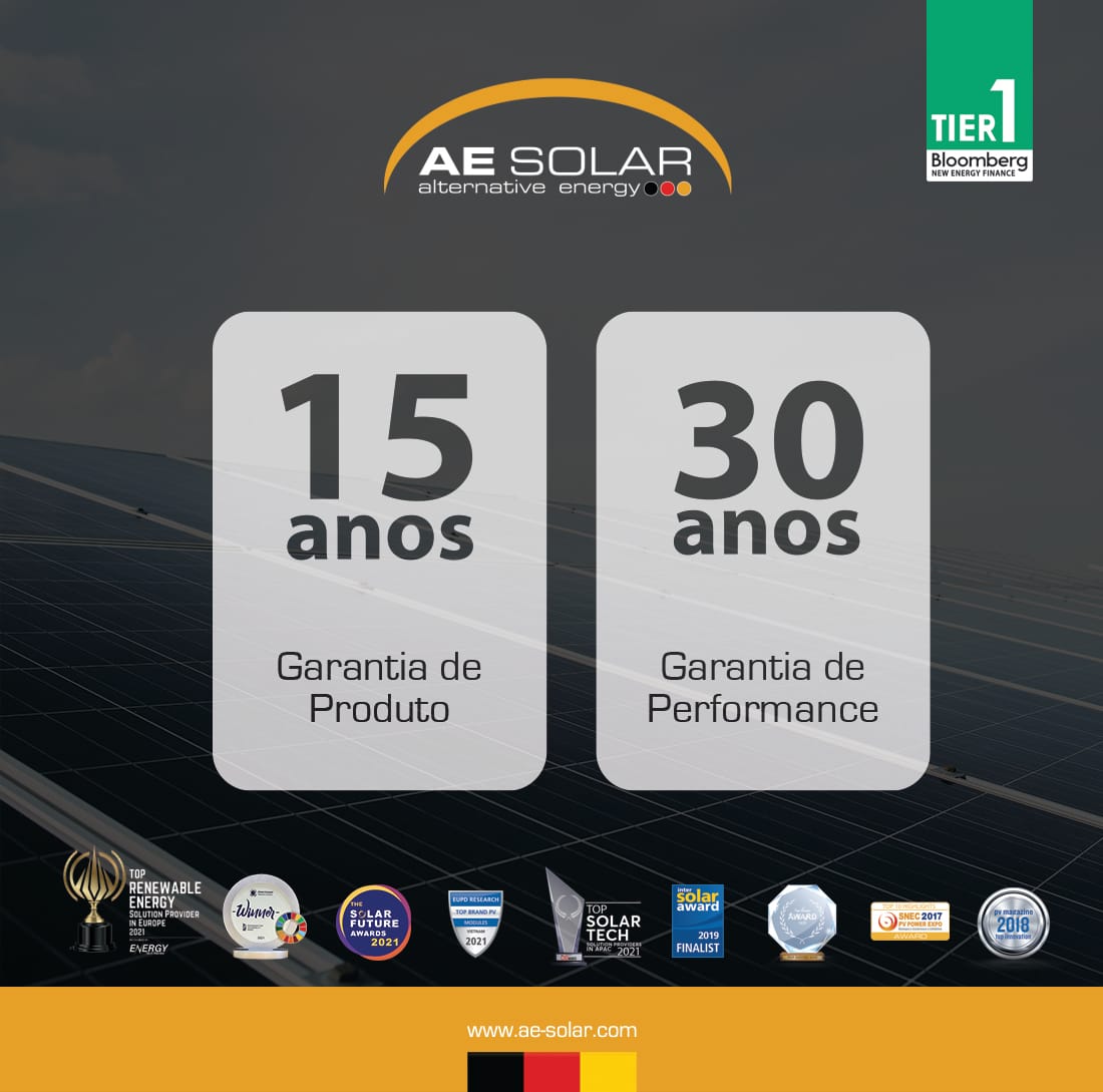 Garantia de Placas Solares: 15 ANOS DE PRODUTO | 30 ANOS DE PERFORMANCE