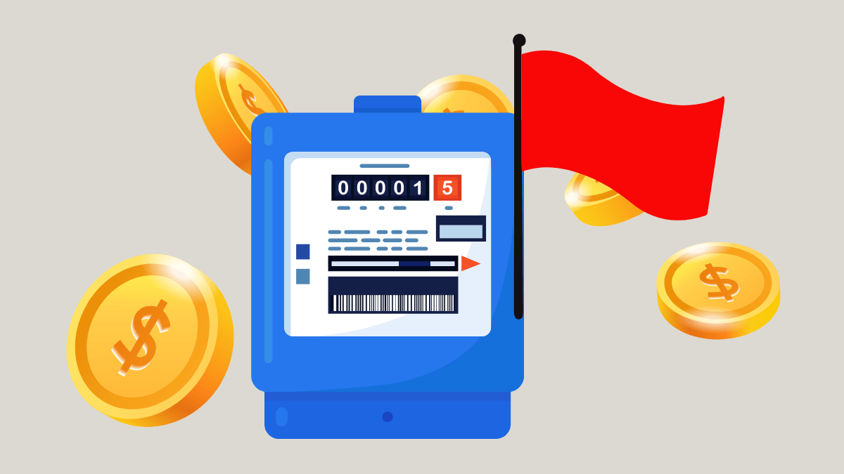 Moedas empilhadas sobre uma conta de luz, simbolizando o custo adicional